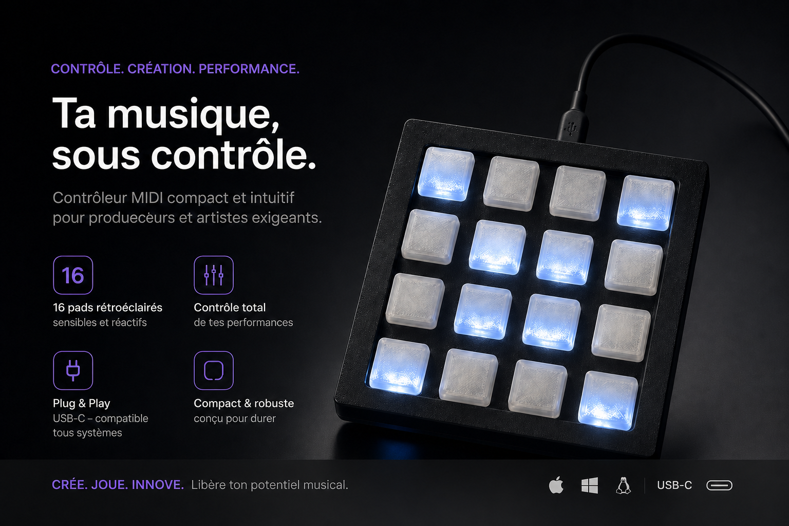 Fiche technique du contrôleur GIRA MIDI 4×4